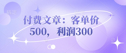 付费文章：客单价500，利润300-AIPOD
