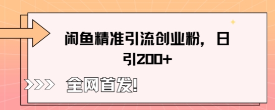 闲鱼精准引流创业粉，轻松日引200+-AIPOD