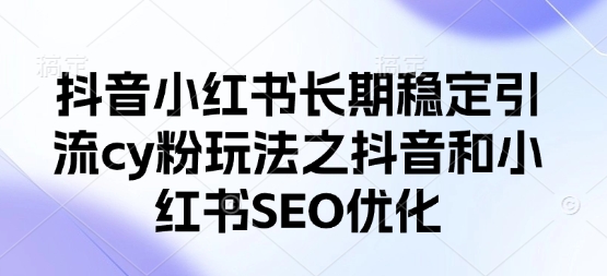 抖音小红书长期稳定引流cy粉玩法之抖音和小红书SEO优化-AIPOD