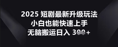 2025短剧最新升级玩法，小白也能快速上手，无脑搬运日入3张-AIPOD