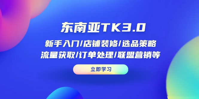 （14208期）东南亚TK3.0：新手入门/店铺装修/选品策略/流量获取/订单处理/联盟营销等-AIPOD