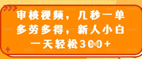 最新审核视频，几秒一单，多劳多得，新人小白一天轻松3张【揭秘】-AIPOD