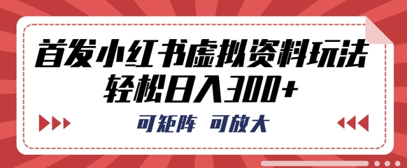 首发小红书虚拟资料玩法，可矩阵，可放大，轻松日入3张-AIPOD