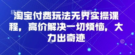 淘宝付费玩法无界实操课程，高价解决一切烦恼，大力出奇迹-AIPOD