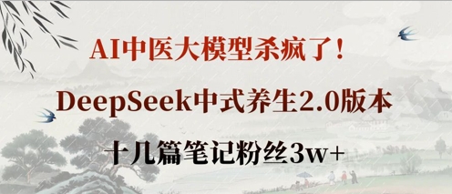 AI中医大模型杀疯了！DeepSeek中式养生2.0版本，十几篇笔记粉丝3w+-AIPOD