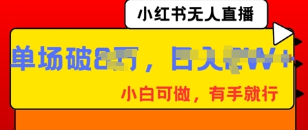 小红书无人直播，纯小白可做，有手就行，单场直播销售额破8w-AIPOD