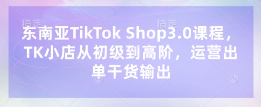 东南亚TikTok Shop3.0课程，TK小店​从初级到高阶，运营出单干货输出-AIPOD