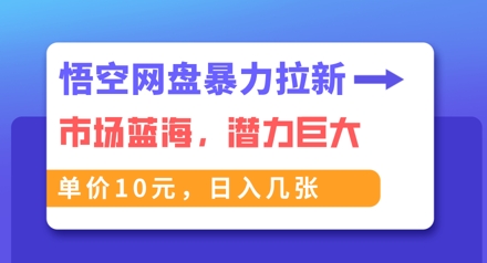 悟空网盘暴力拉新：一单10元，市场空白，日入几张-AIPOD
