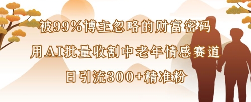 被99%博主忽略的财富密码：用AI批量收割中老年情感赛道，日引流300+精准粉-AIPOD