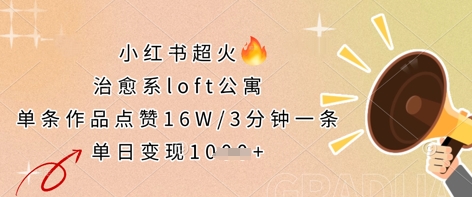 小红书超火的治愈系loft公寓，单条作品点赞16W，3分钟一条，单日变现数张-AIPOD