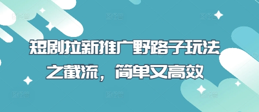 短剧拉新推广野路子玩法之截流，简单又高效-AIPOD