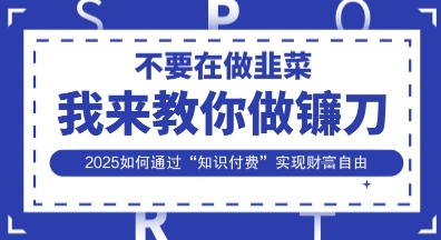 韭菜生涯终结者，我来教你做镰刀，2025如何通过“知识付费”实现财F自由【揭秘】-AIPOD