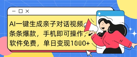AI一键生成亲子对话视频，条条爆款，一部手机即可操作，单日变现数张-AIPOD
